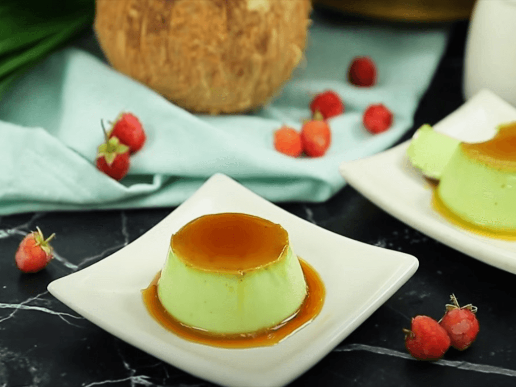 Làm bánh flan lá dứa phiên bản “chữa ngấy” ngọt vừa béo nhẹ không ngán