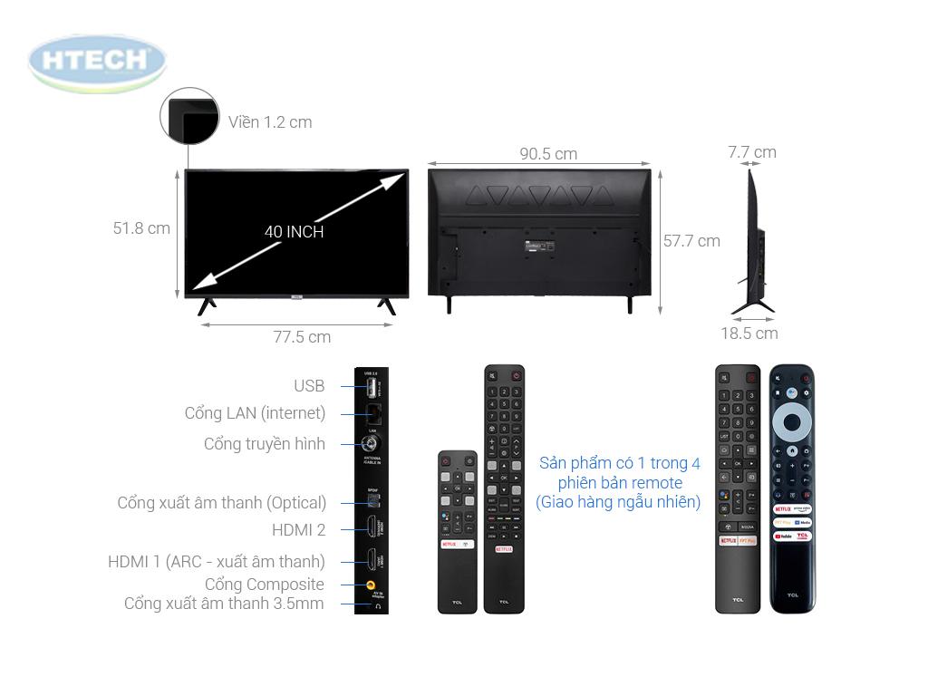 Kích thước tivi TCL 40 inch. Tivi 40 inch có đáp ứng nhu cầu giải ...