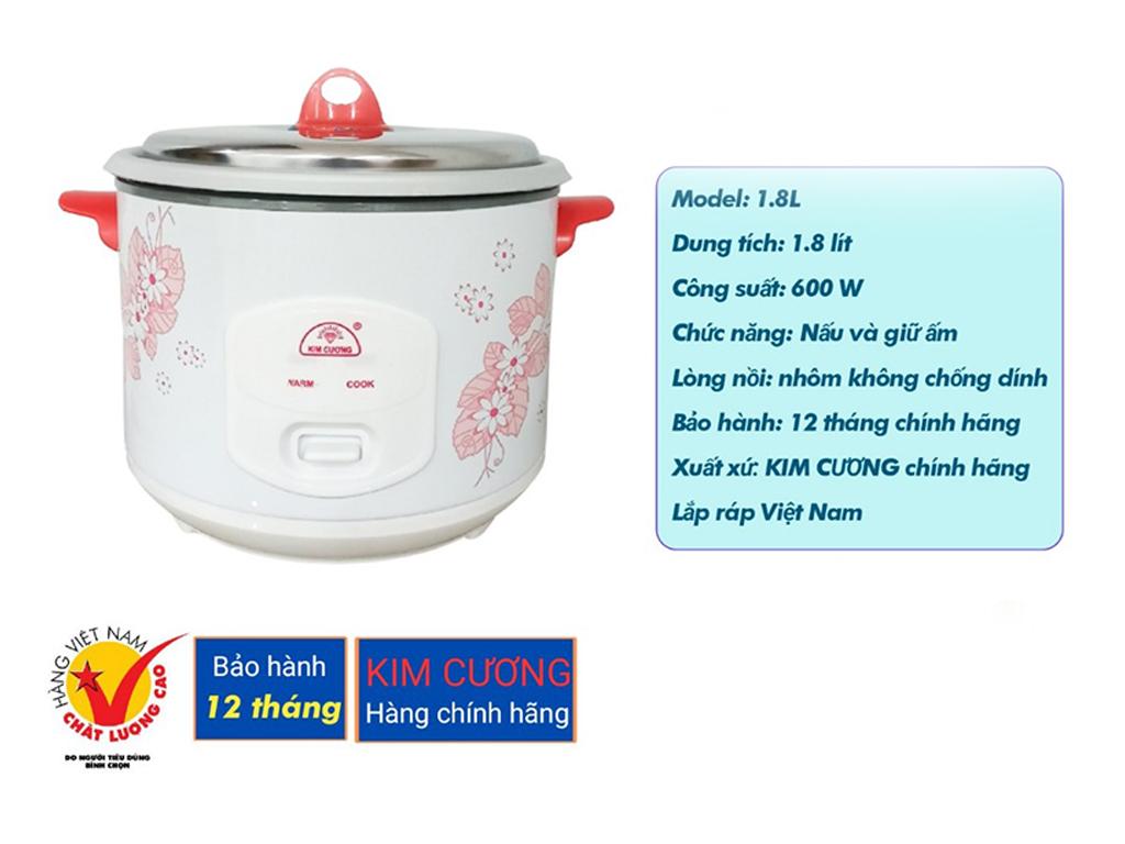 Nồi cơm điện Kim Cương 1.8l hay 1.2l đâu là lựa chọn thông minh cho gia đình 2-4 người