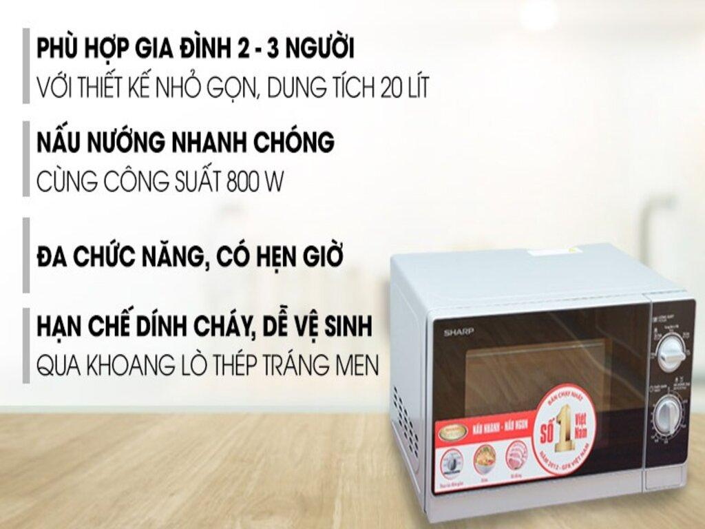 REVIEW Chi Tiết Lò Vi Sóng Sharp R-205VN(S): Sản Phẩm Lý Tưởng Cho Căn Bếp Nhỏ