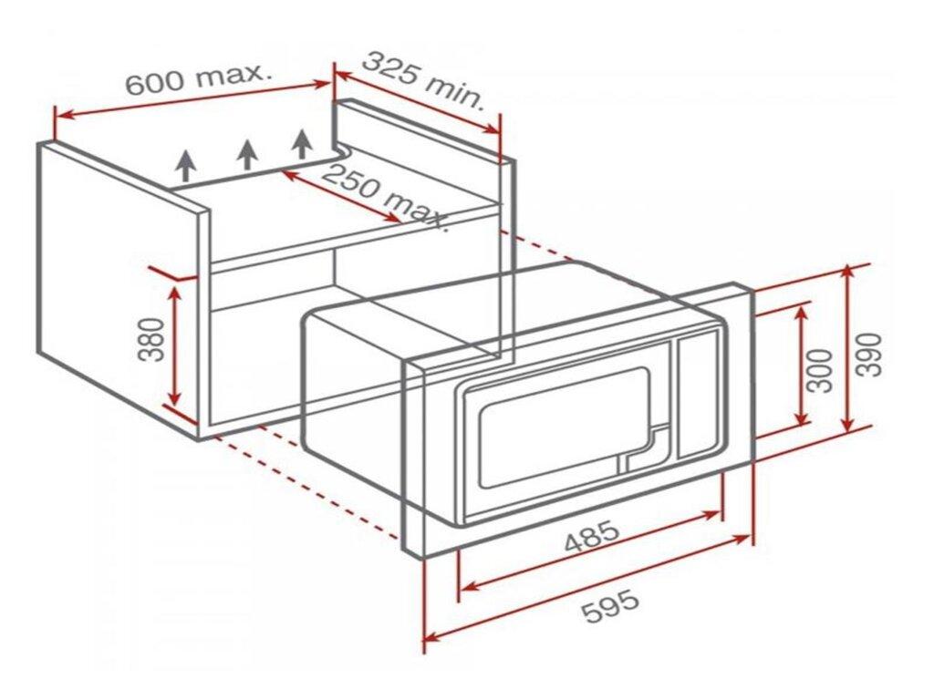 kích thước lò vi sóng âm tủ tiêu chuẩn