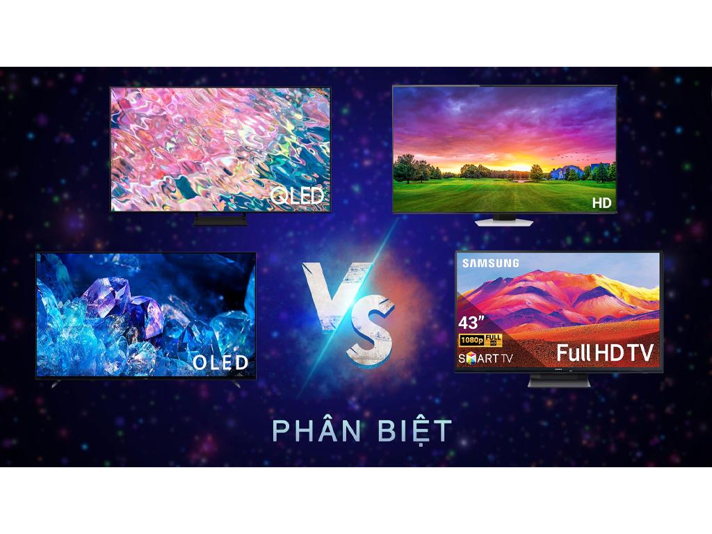 So sánh màn hình tivi LCD, HD, FHD, Qled, Oled. Mua tivi màn hình nào?