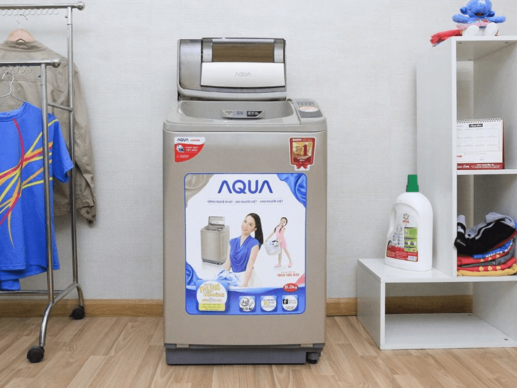 Giới thiệu máy giặt cửa trên tốt nhất hiện nay: Máy giặt Aqua 8kg cửa trên