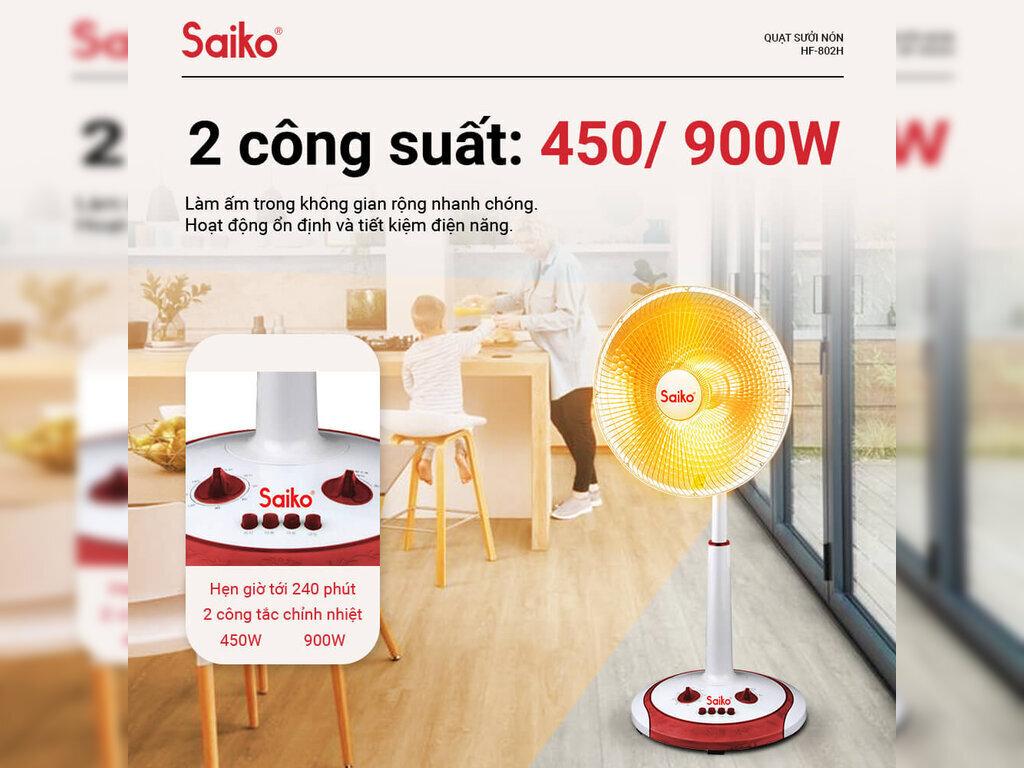 Quạt Sưởi Nón Saiko HF-802H 900W