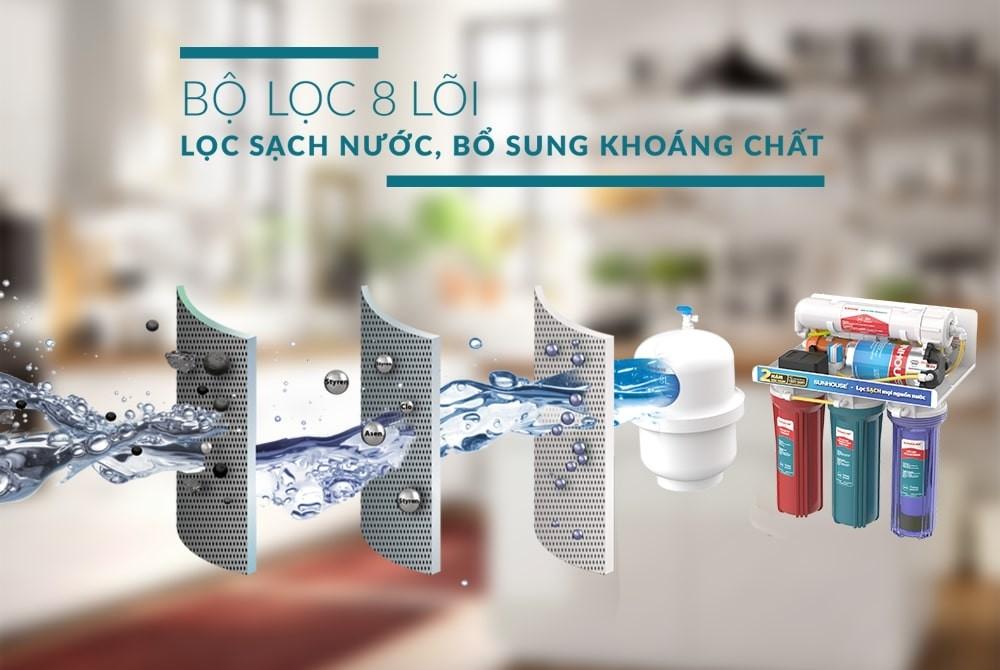 Máy lọc nước RO 8 lõi Sunhouse SHA8878KV-5