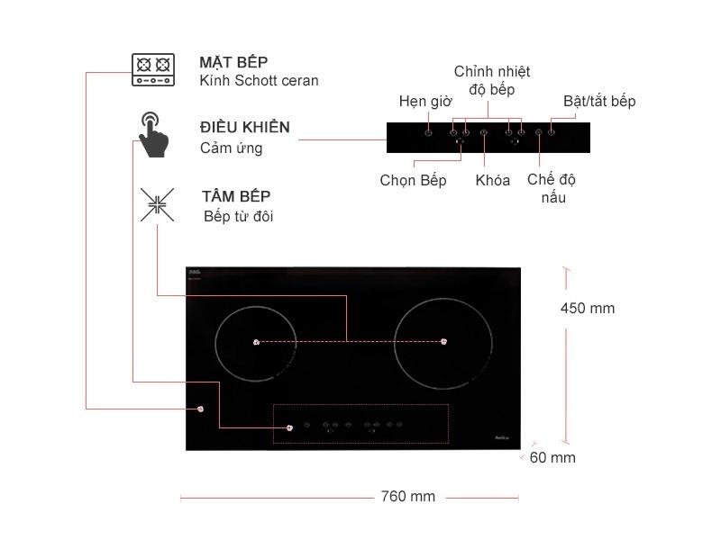 Bếp từ đôi Amica VHI72520TU 4850W(Nhập khẩu Ba lan)-3