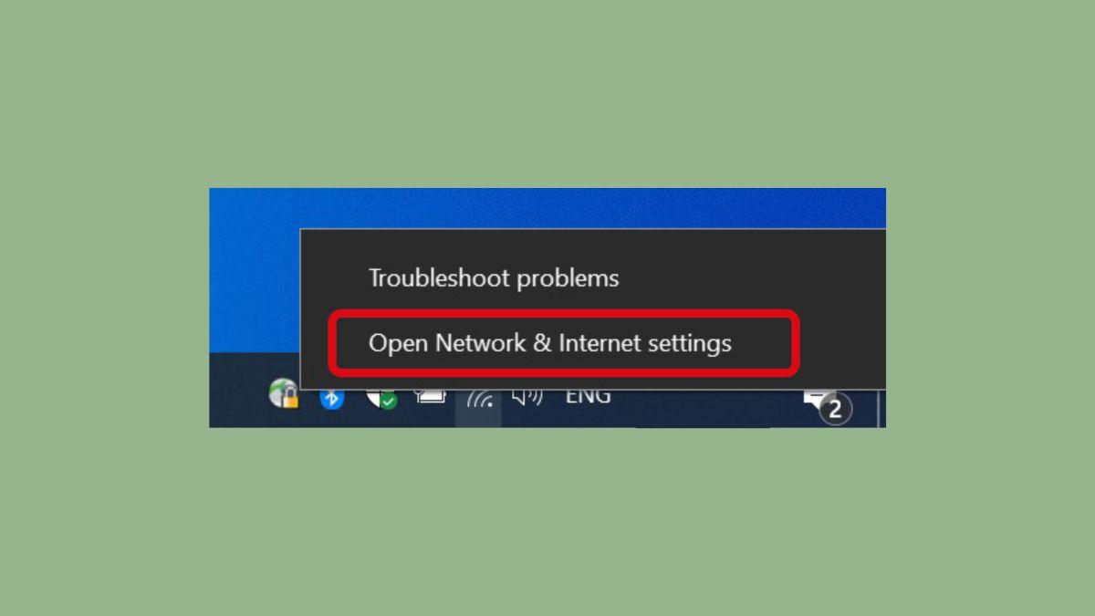 Cách xem lại mật khẩu Wifi trên máy tính Windows Bằng Open network & Internet settings - bước 1
