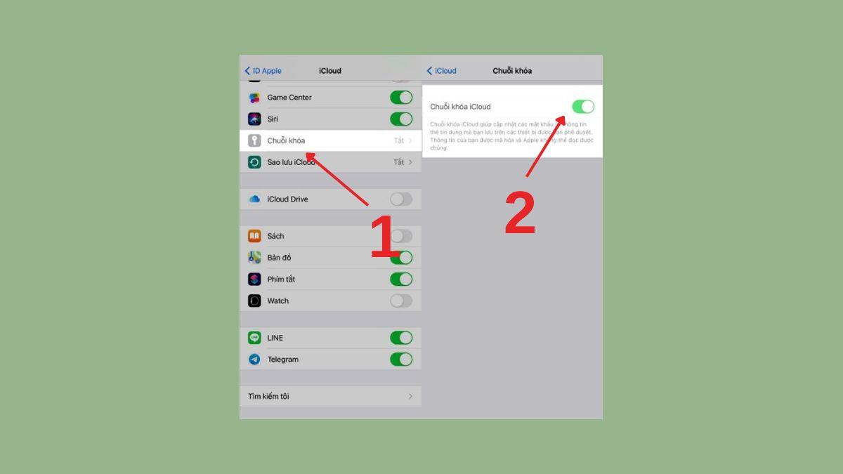 Cách xem mật khẩu Wifi trên iPhone bằng iCloud keychain - bước 1