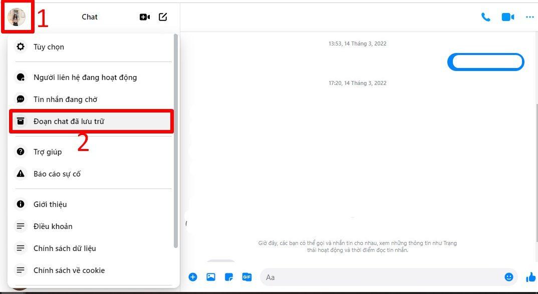 Cách lấy lại tin nhắn đã xóa trên Messenger bước 1