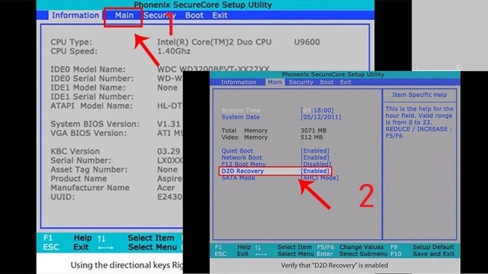 phím tắt để vào BIOS