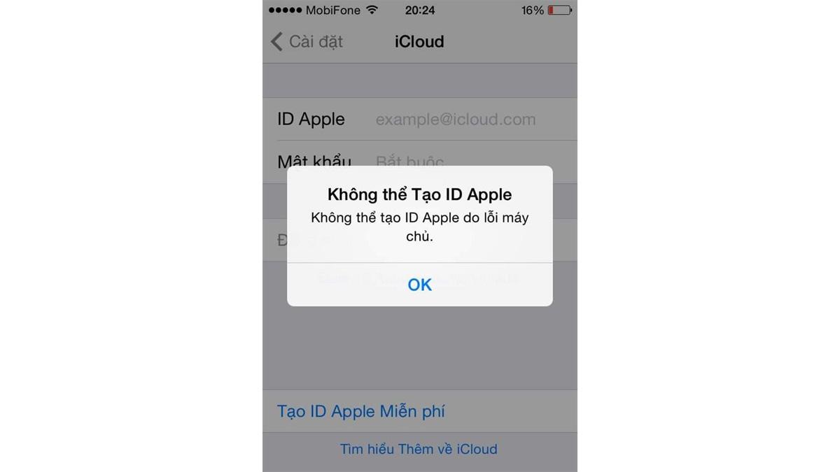 Giải quyết các lỗi thường gặp khi tạo iCloud