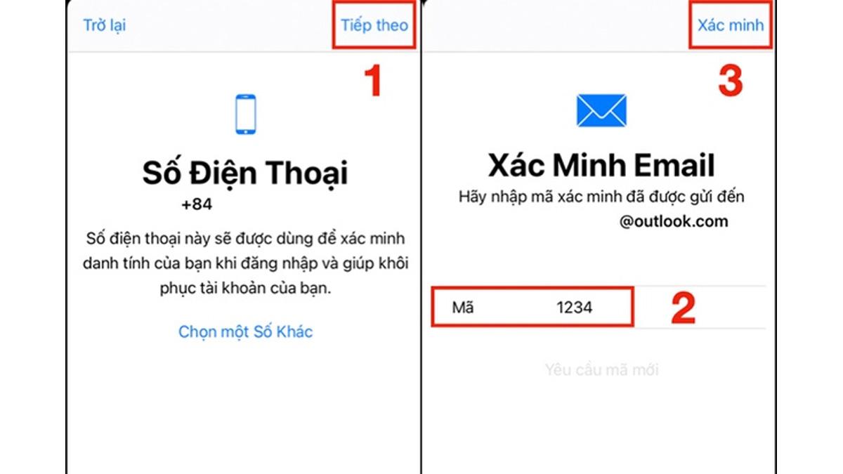 Nhập mã code xác thực đã được gửi qua email đăng ký tài khoản iCloud