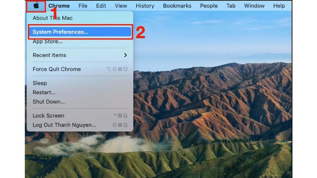 Vào mục System Preferences trên Macbook