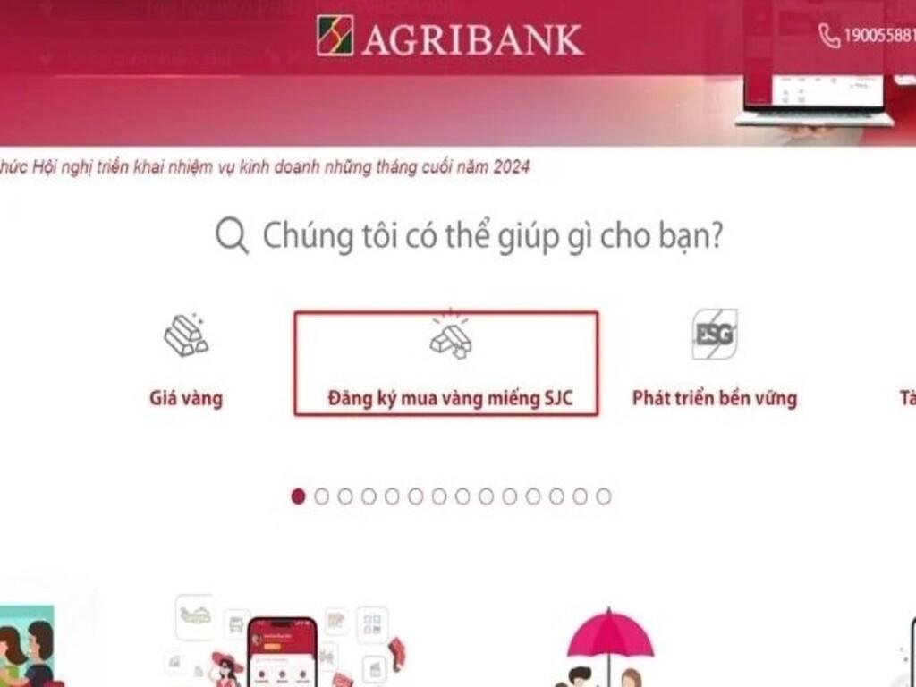Mua vàng online qua Agribank