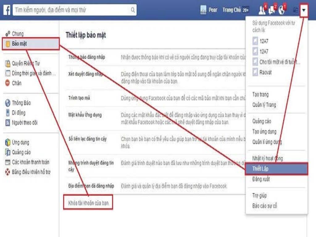 Cách khóa Facebook tạm thời