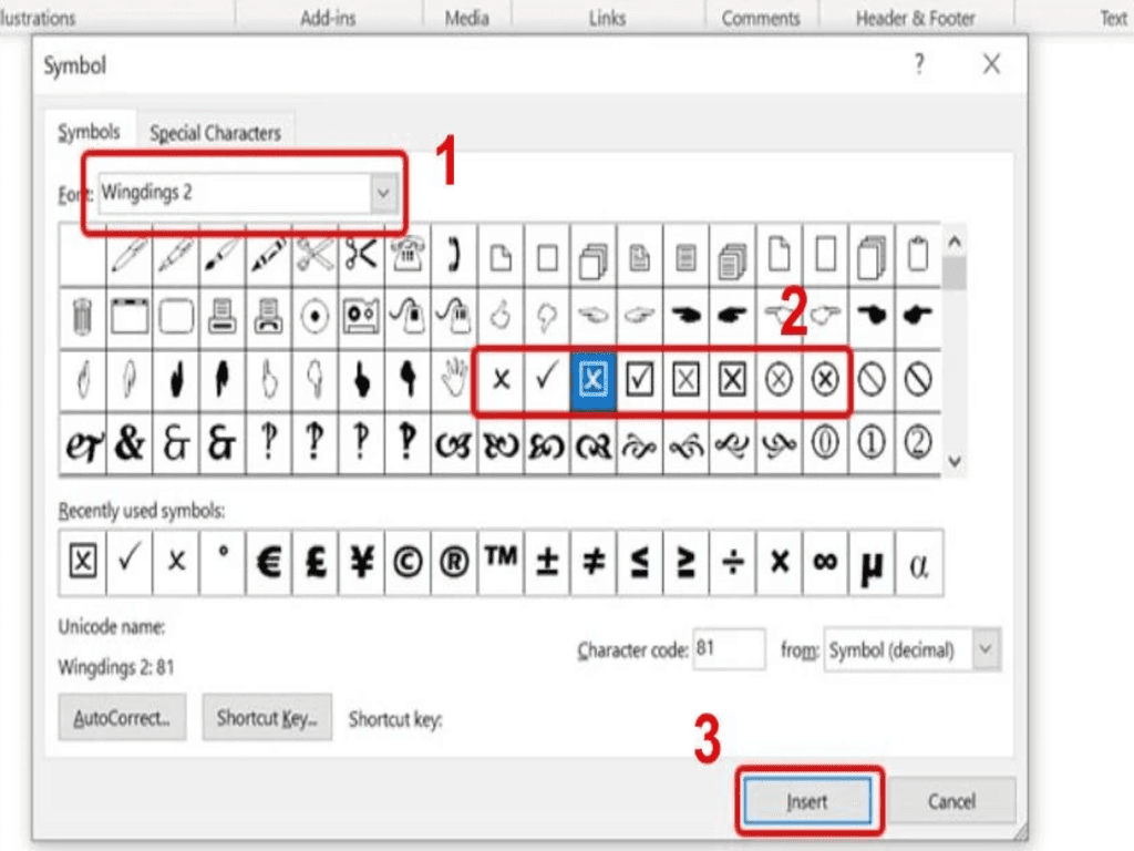 Cách chèn dấu tích trên trang Word thông qua phím tắt