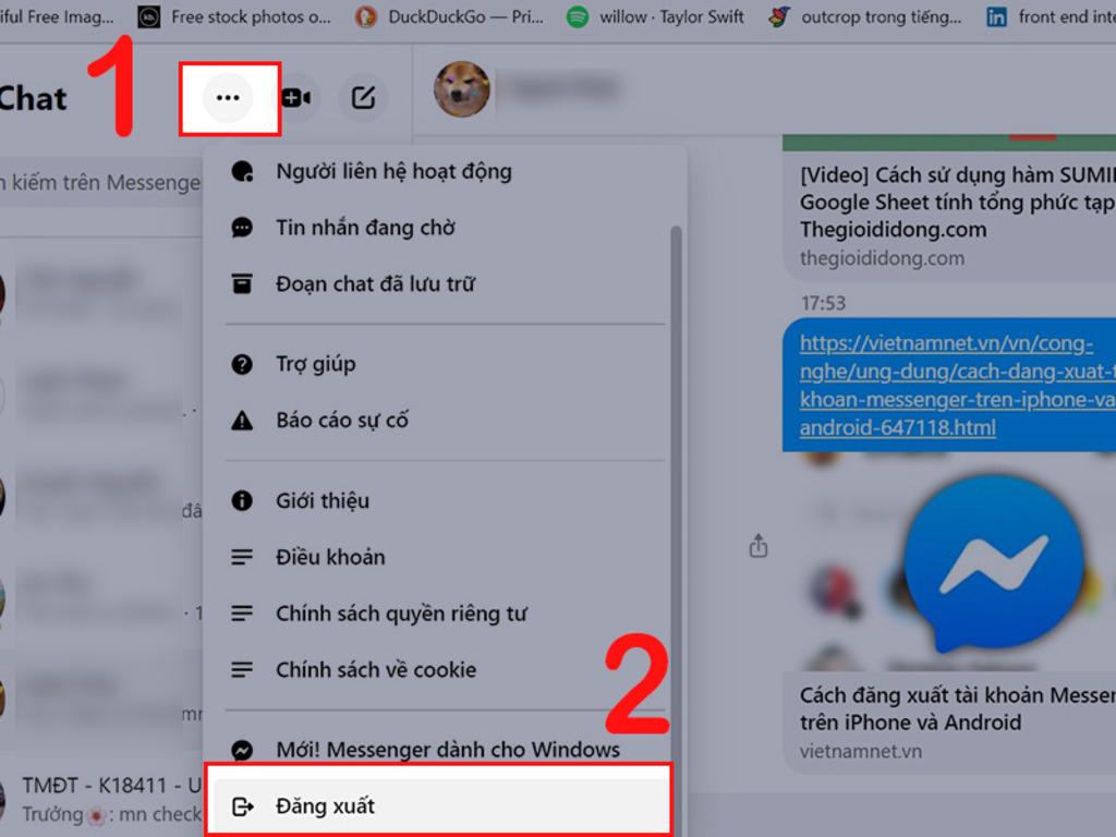 Cách đăng xuất Messenger trên máy tính