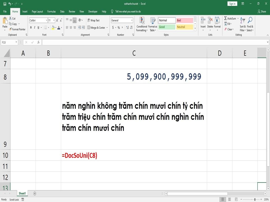 Cách đổi số thành chữ trong Excel bằng VBA