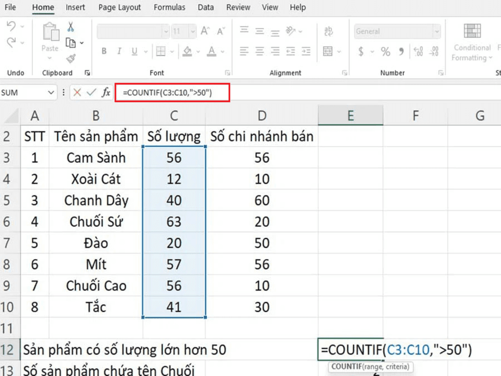Hàm countifs trong excel là gì