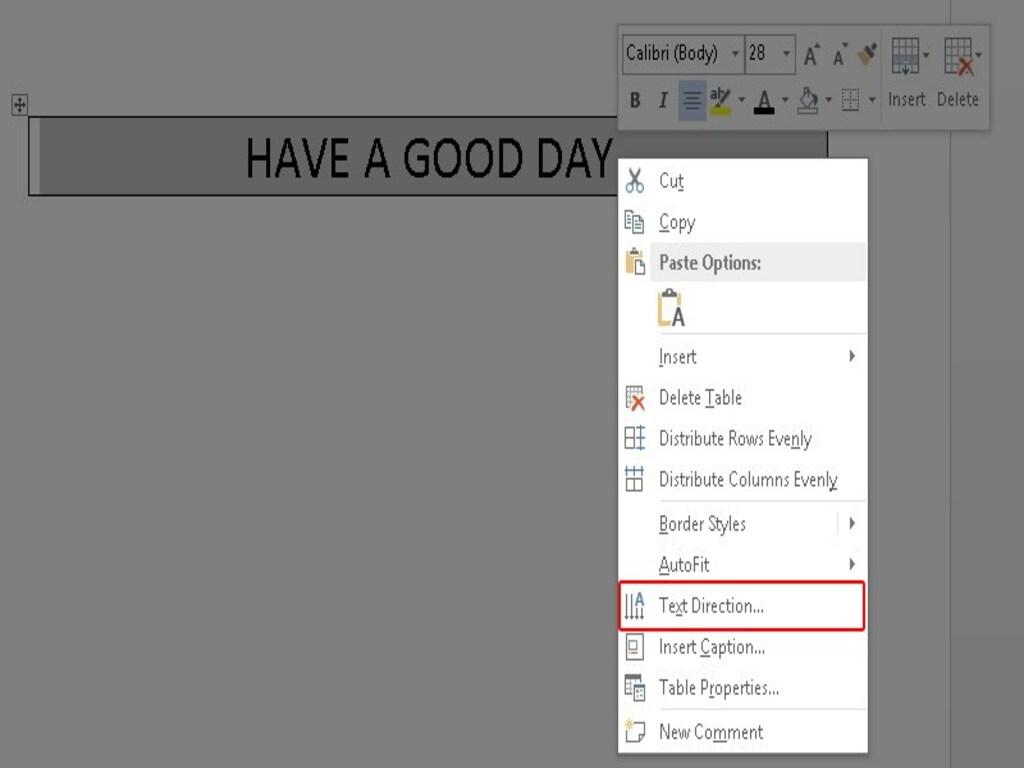 Cách xoay chữ trong Word bảng Table