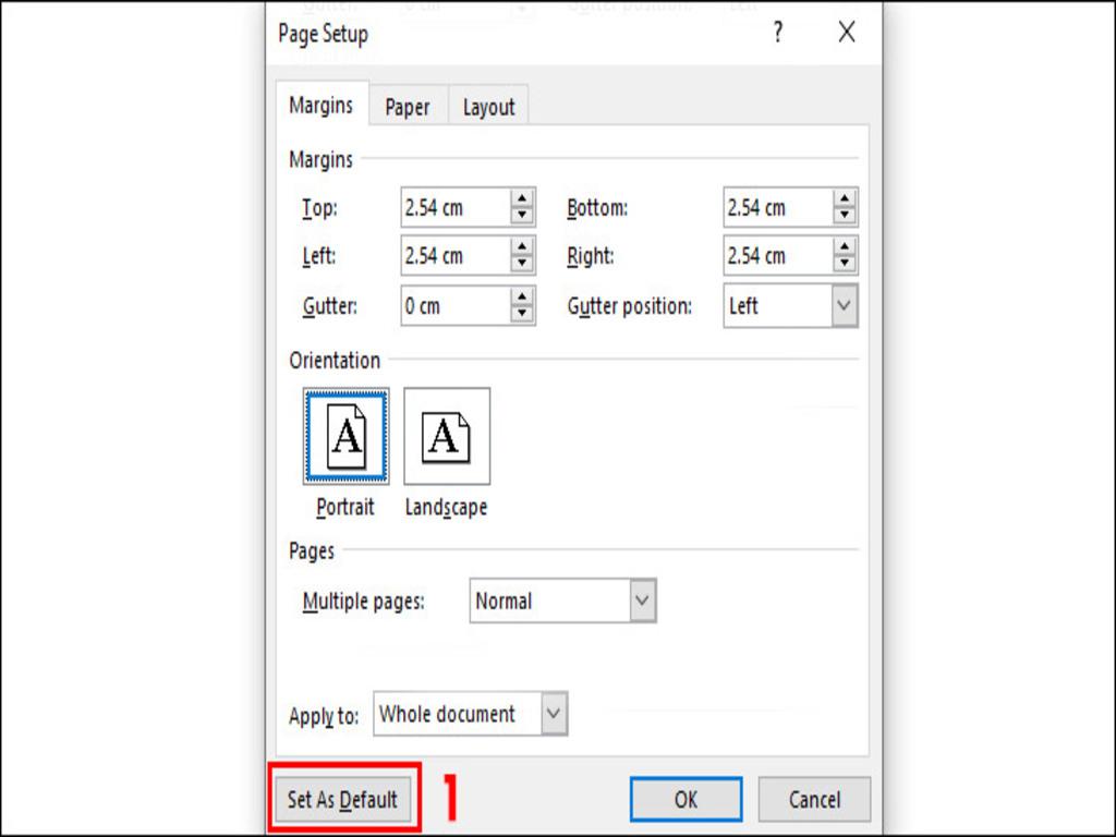 Thiết lập căn lề mặc định trong Word