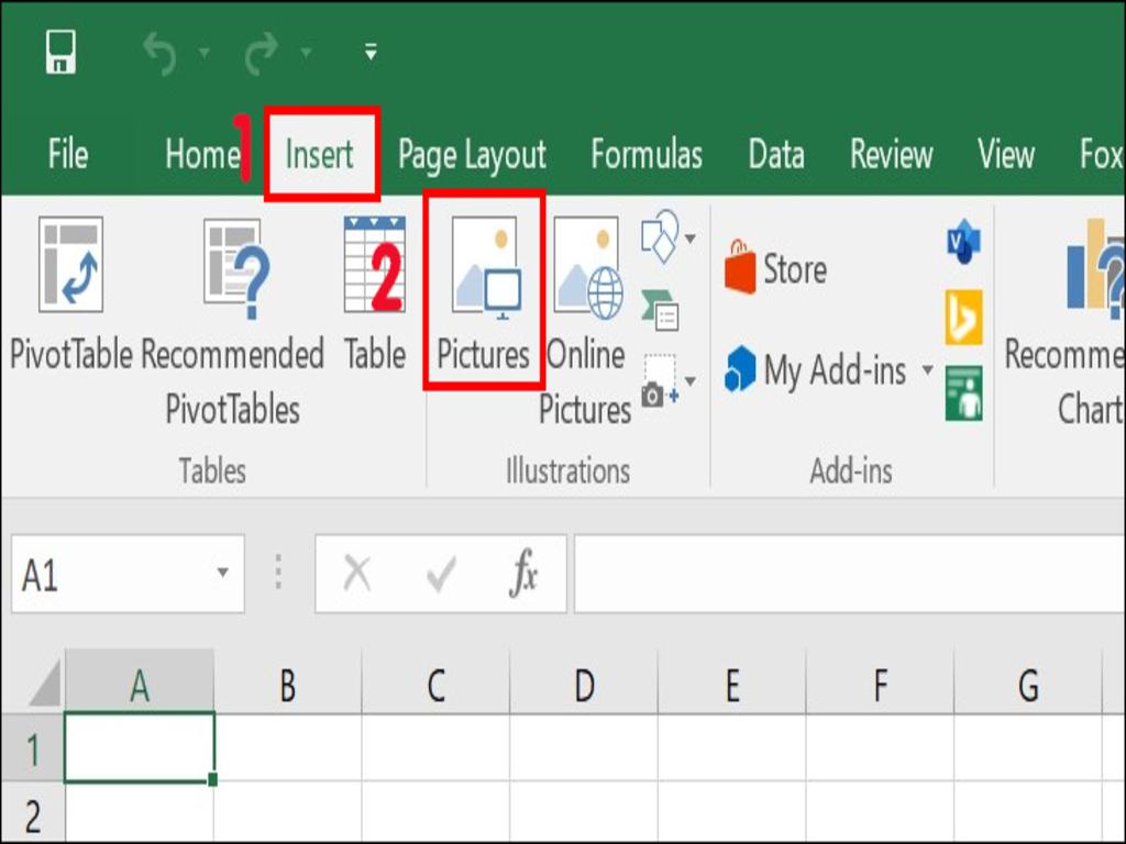Cách chèn ảnh vào Excel bằng công cụ Insert