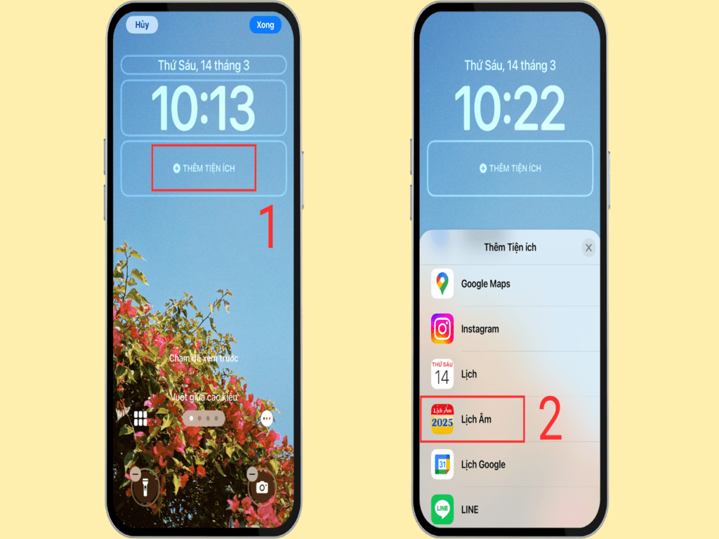 Cách thêm widget lịch âm ra màn hình chính