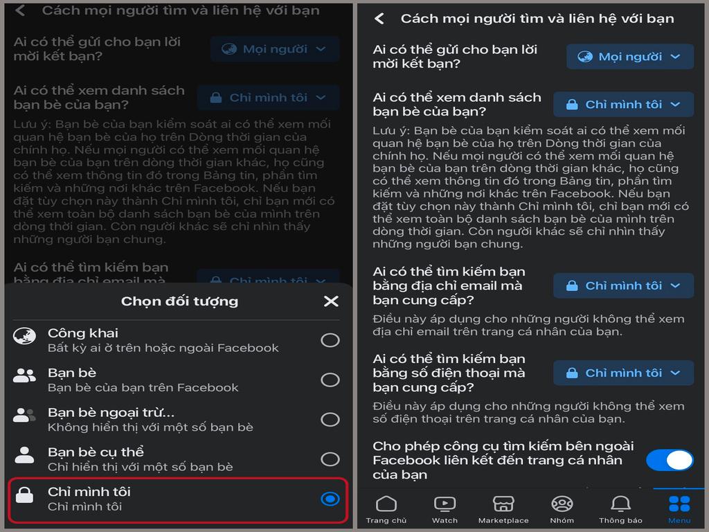 Cách ẩn bạn bè trên Facebook bằng điện thoại