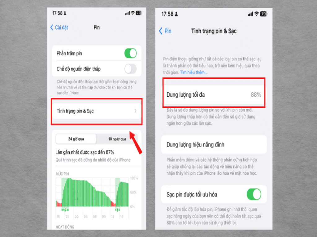 Cách kiểm tra pin iPhone trong phần cài đặt máy