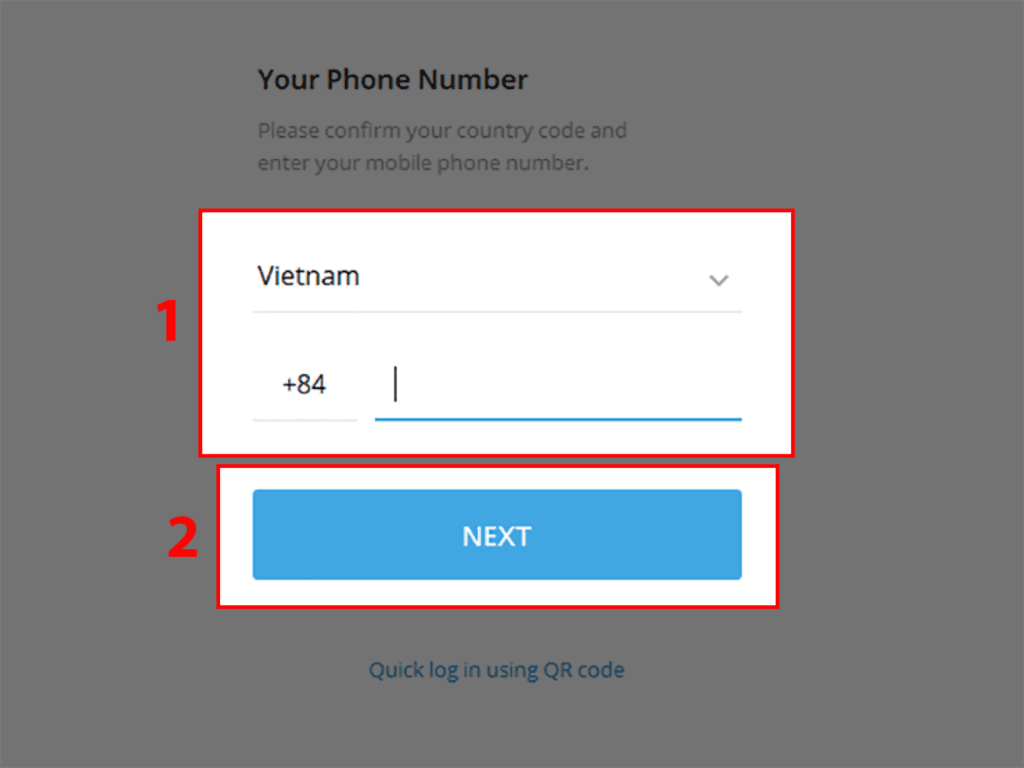 Đăng nhập Telegram Web bằng số điện thoại