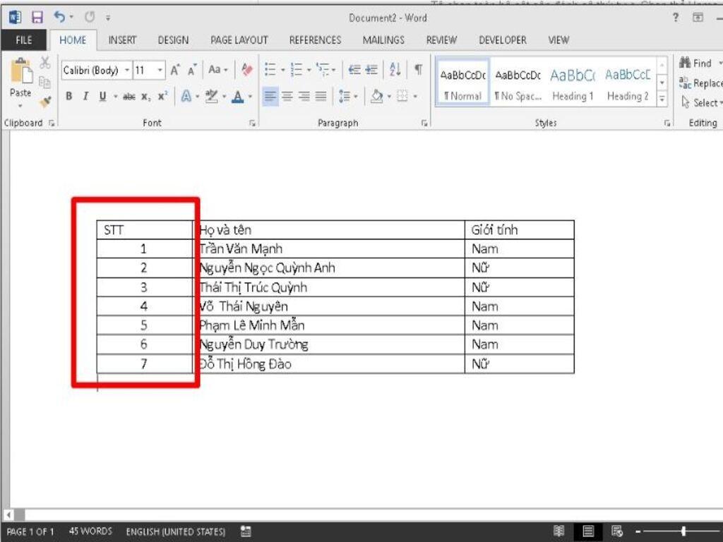 Cách đánh số thứ tự bằng công cụ Numbering