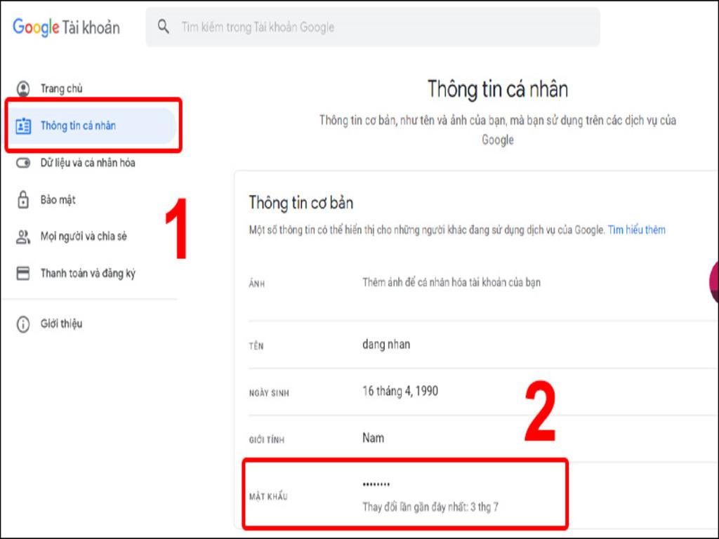 Cách đổi mật khẩu Gmail trên máy tính
