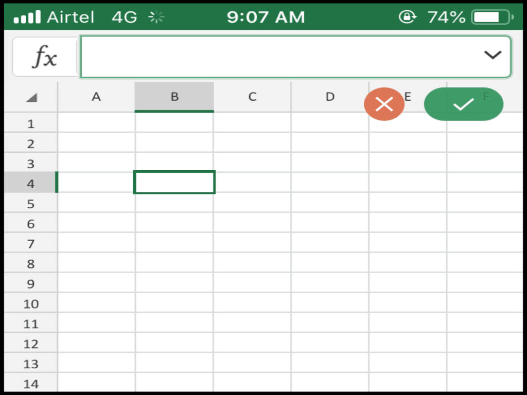 Giao diện Excel trên điện thoại làm quen từng khu vực