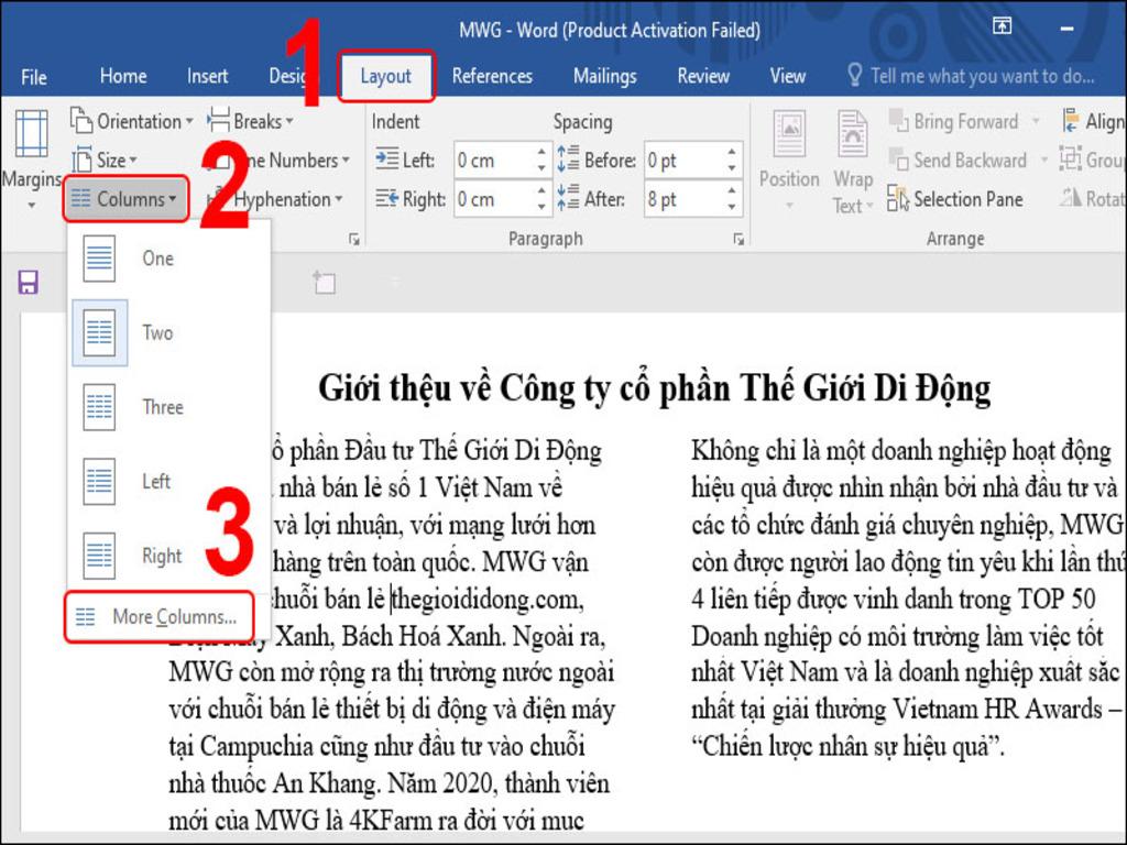 Vì sao cần chia cột trong Word?