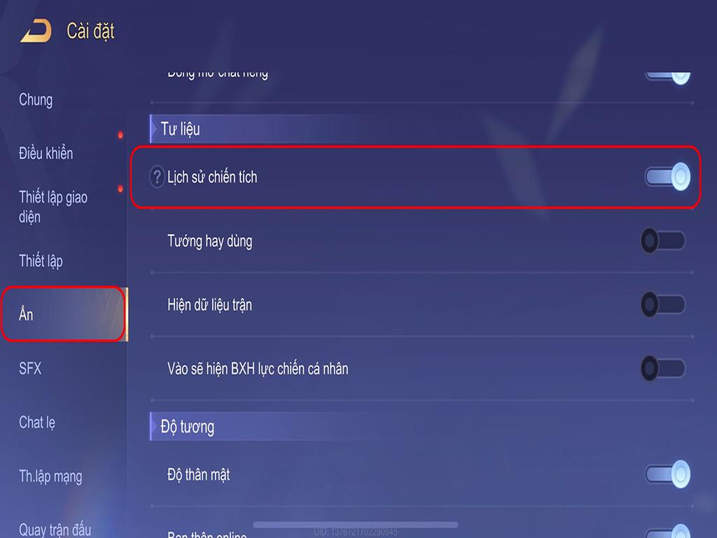 Hướng dẫn cách ẩn lịch sử đấu Liên Quân trên điện thoại