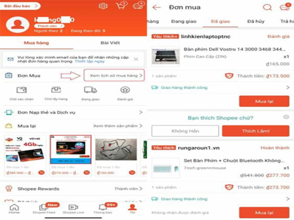 Cách tra cứu đơn hàng Shopee Express trên app