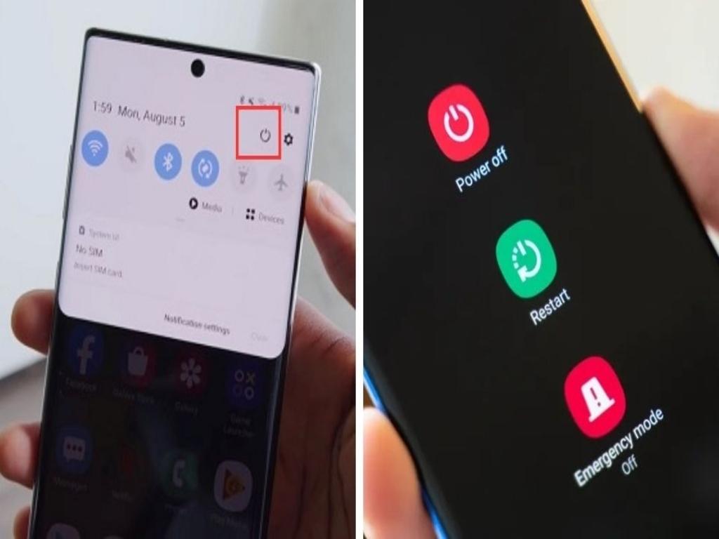 Tắt nguồn bằng cài đặt nhanh