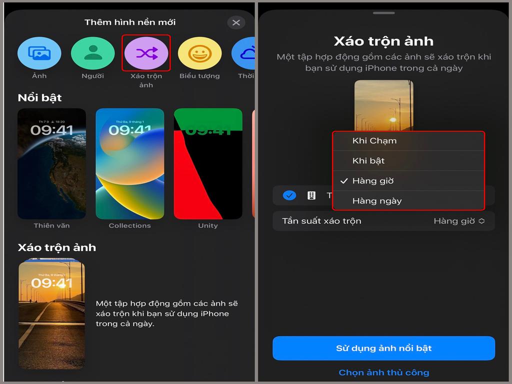 Tùy chỉnh hình nền theo thời gian, trạng thái