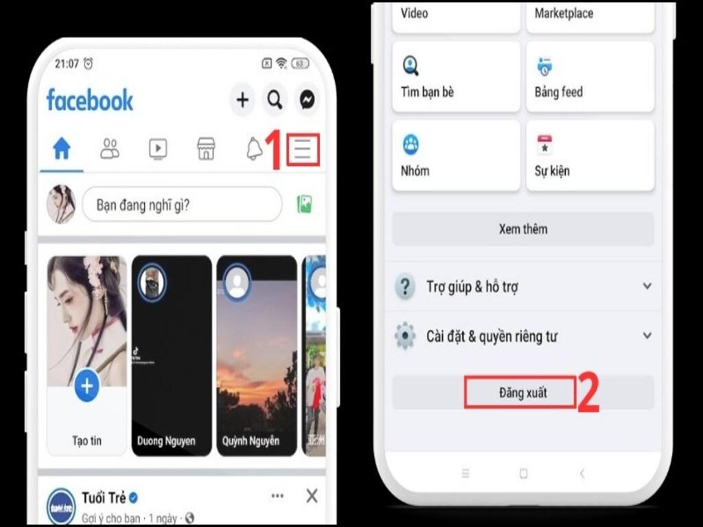 Cách đăng xuất Facebook trên điện thoại