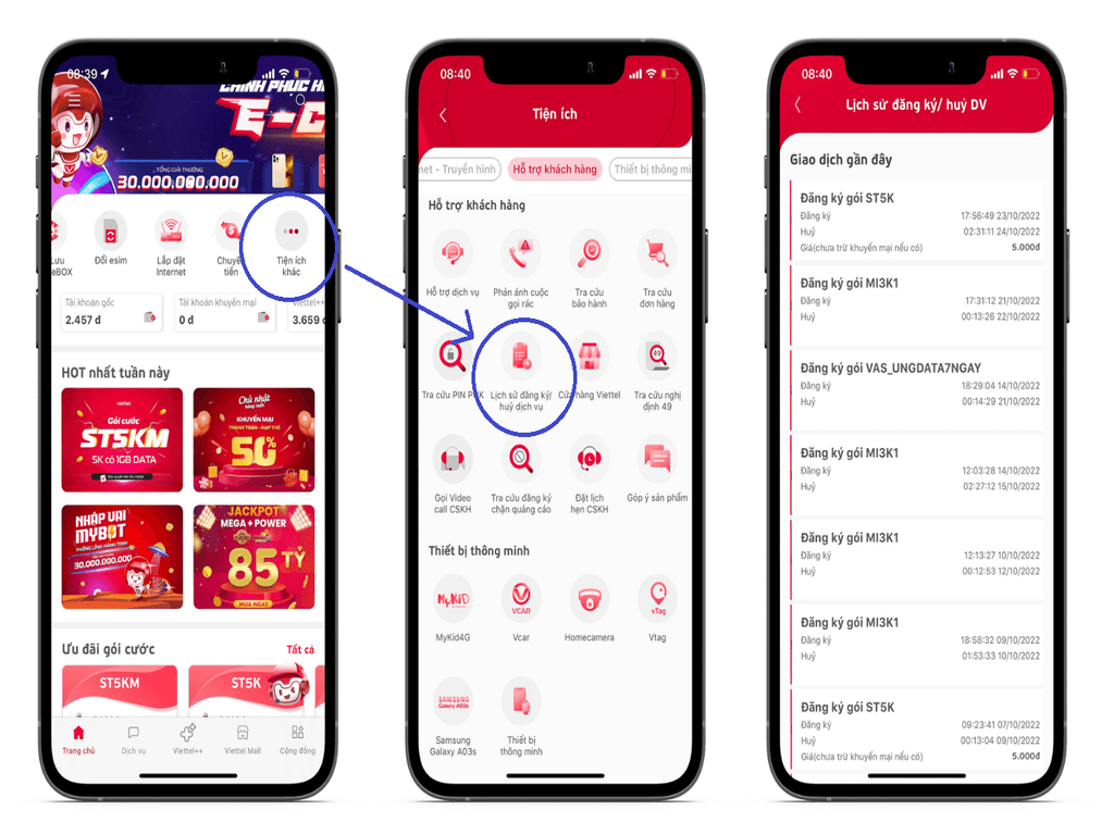 Cách tra cứu dịch vụ Viettel đang dùng