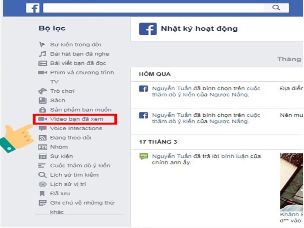 Cách tìm lại video bằng từ khóa hoặc người đăng