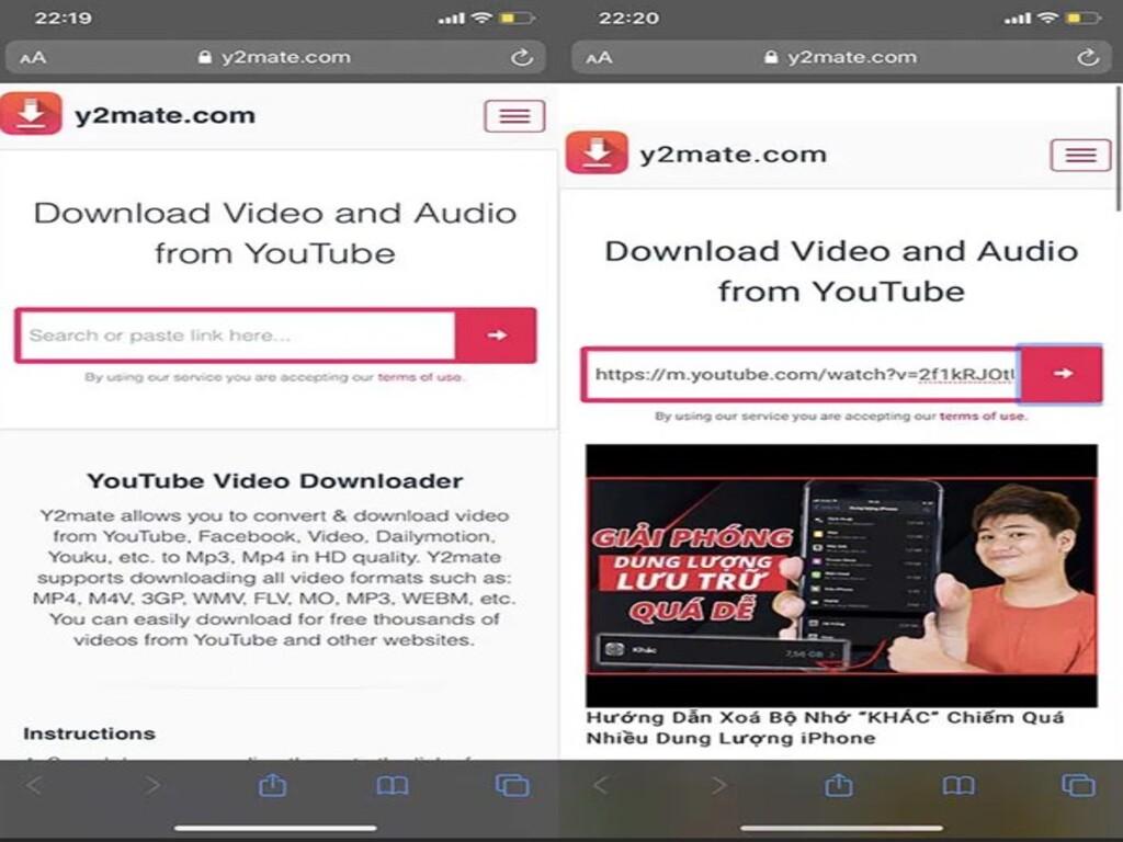 Cách tải video YouTube về điện thoại iPhone qua web