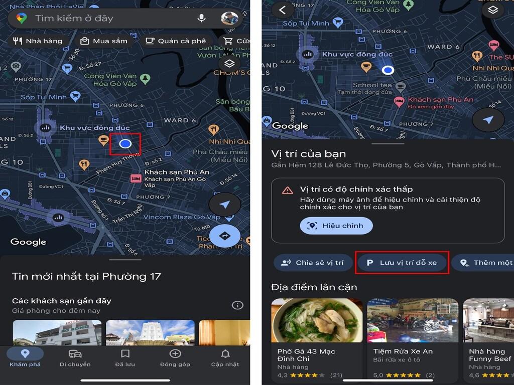 Cách lưu vị trí đỗ xe bằng Google Maps