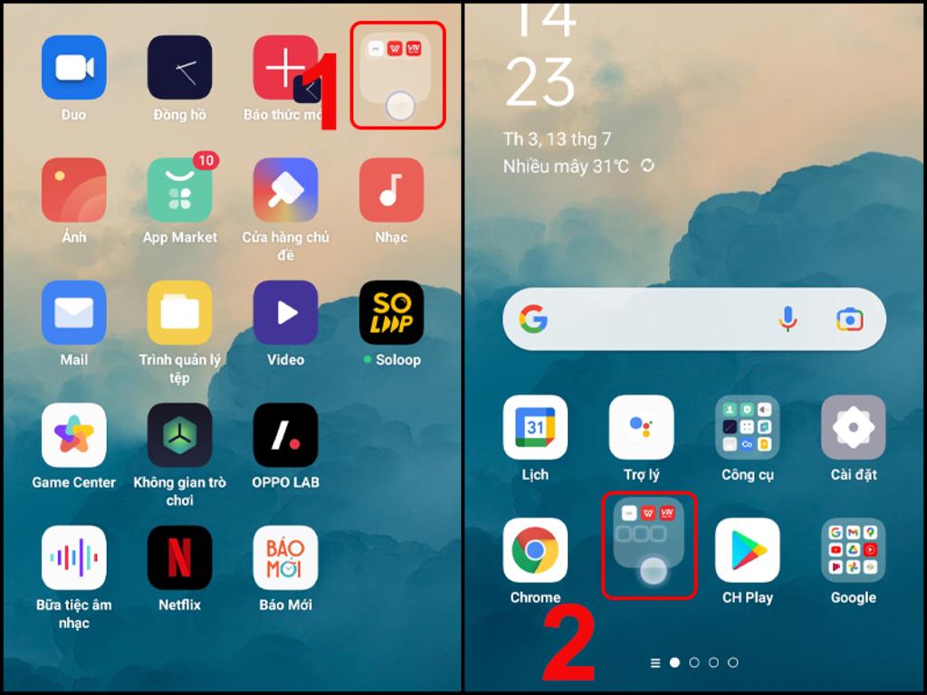 Hướng dẫn tạo thư mục, gộp nhóm ứng dụng