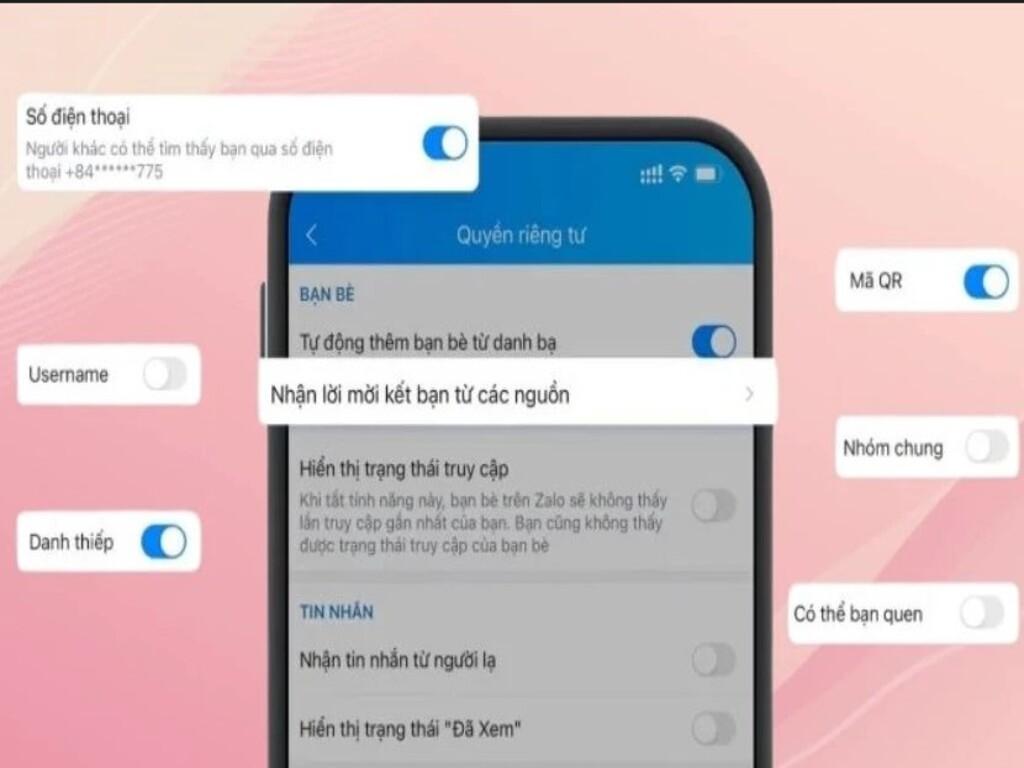 Tùy chọn cài đặt quyền riêng tư trên Zalo
