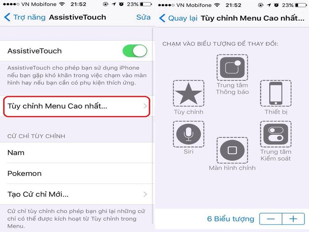 Tùy chỉnh nút home ảo theo thao tác cá nhân