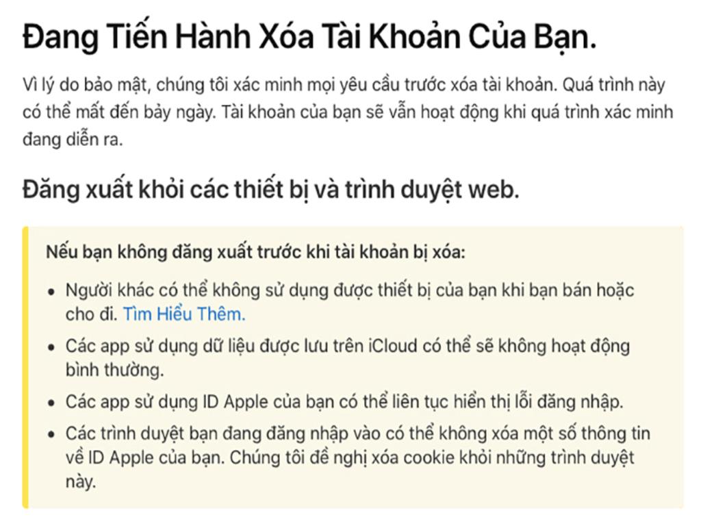 Những lưu ý trước khi xóa tài khoản ID Apple