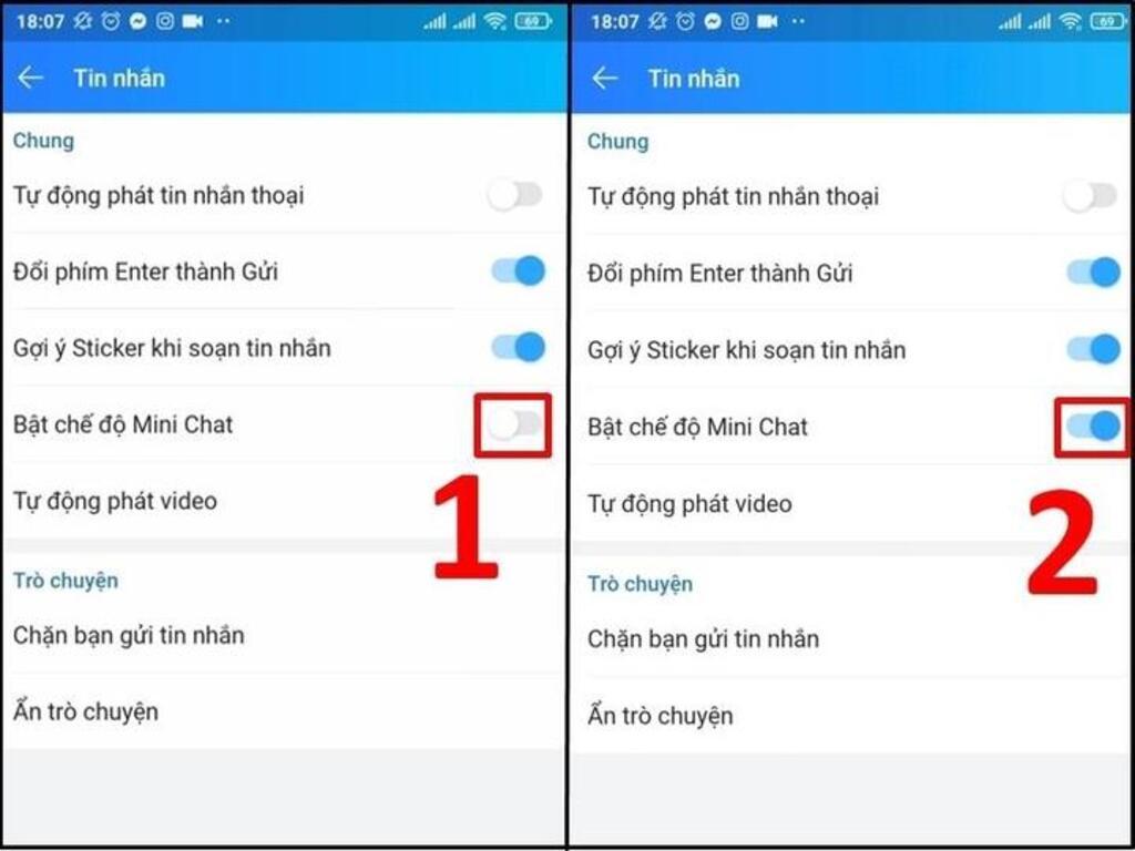 Sửa lỗi tắt mini chat Zalo, không hiển thị