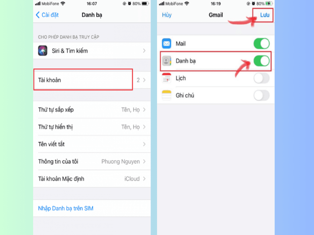 Hướng dẫn lấy danh bạ Gmail về iPhone