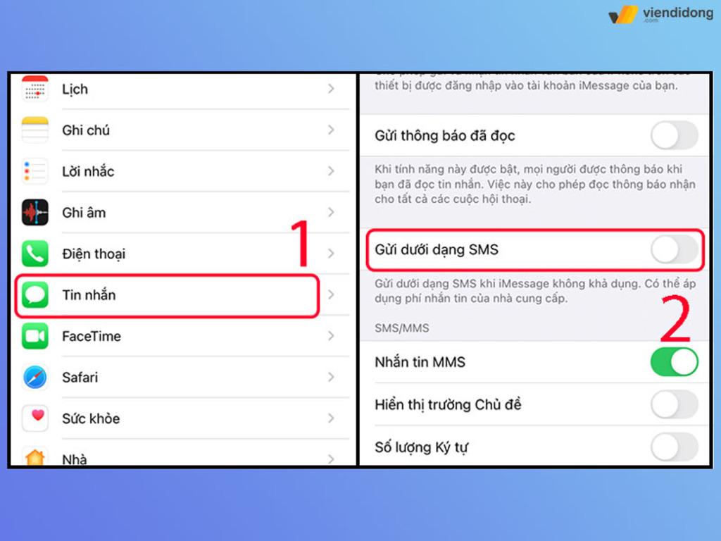 Tắt iMessage và thử lại gửi SMS